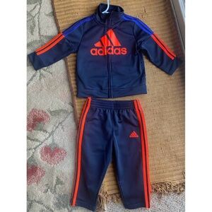 Adidas 12 month Navy and Orange Tracksuit